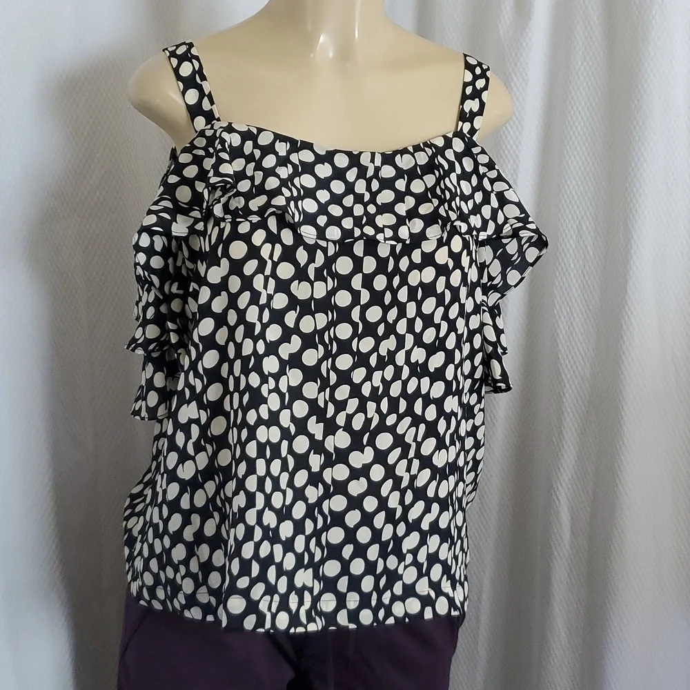J. Crew Collection Silk Cold-Shoulder Top in Ratti Polka Dot Size L